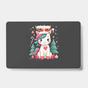 Cute Christmas Shirt Girls Women Xmas Unicorn Deer ID Badge