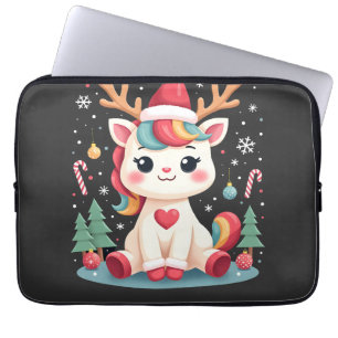 Cute Christmas Shirt Girls Women Xmas Unicorn Deer Laptop Sleeve