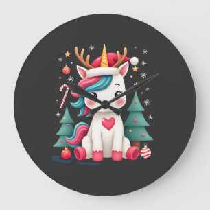 Cute Christmas Shirt Girls Women Xmas Unicorn Deer Large Clock