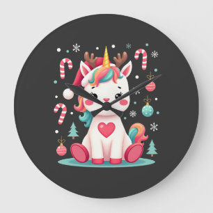Cute Christmas Shirt Girls Women Xmas Unicorn Deer Large Clock