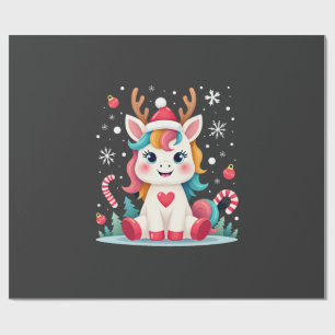 Cute Christmas Shirt Girls Women Xmas Unicorn Deer Wrapping Paper