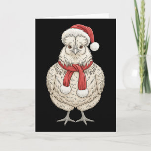 Cute Christmas Silkie Chicken Santa Farm Animal  Card