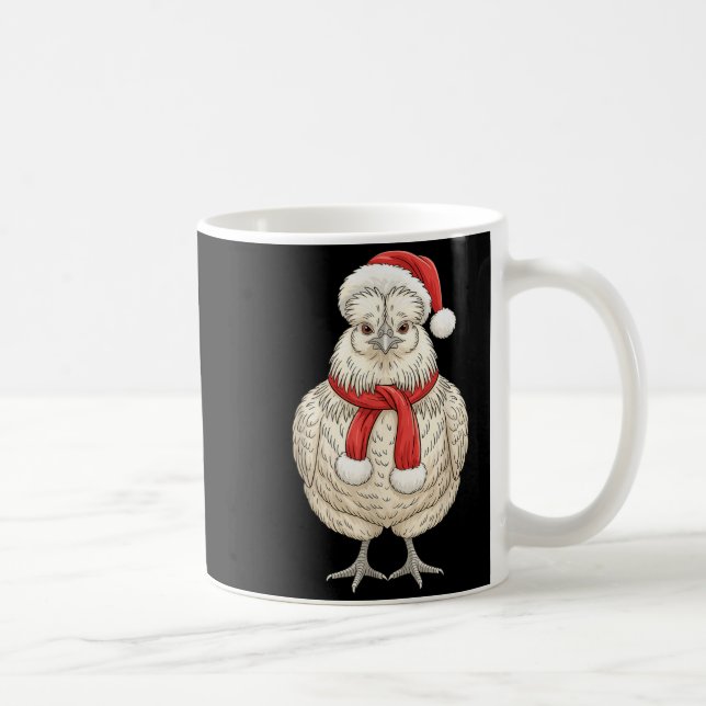 Cute Christmas Silkie Chicken Santa Farm Animal  Coffee Mug (Right)