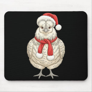 Cute Christmas Silkie Chicken Santa Farm Animal Mouse Pad