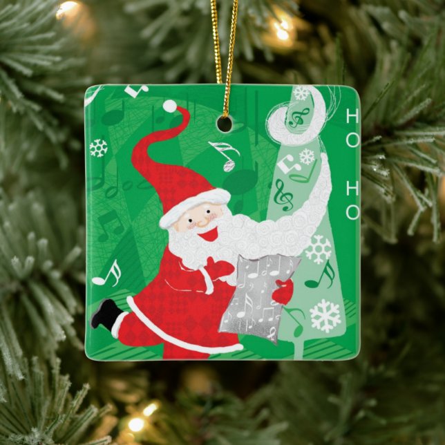 Cute Christmas, Singing and Dancing Santa Claus Ceramic Tree Decoration (Tree)