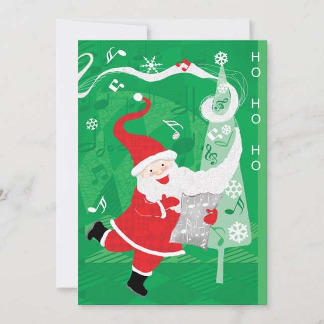Cute Christmas, Singing and Dancing Santa Claus Holiday Card (Front)
