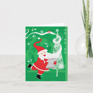 Cute Christmas, Singing and Dancing Santa Claus Holiday Card