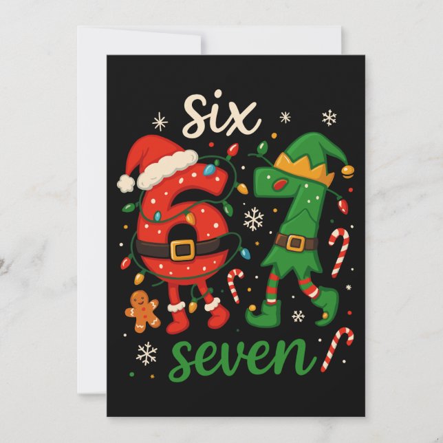 Cute Christmas Six Seven Meme  Holiday Card (Front)