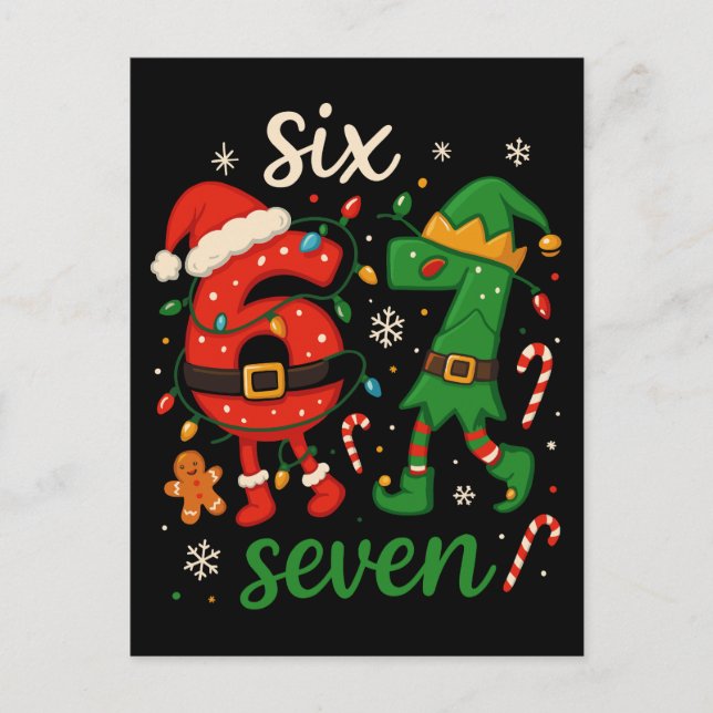 Cute Christmas Six Seven Meme  Postcard (Front)