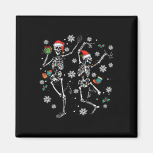 Cute Christmas Skeleton Dancing Xmas 2024 Men Wome Magnet