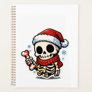 Cute Christmas Skeleton Holding Candy Cane Kawaii Planner