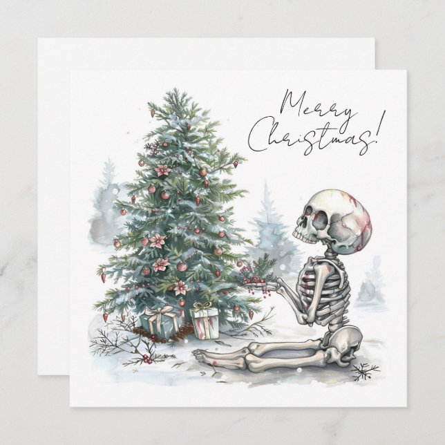 Cute Christmas Skeleton with Christmas Tree (Front/Back)