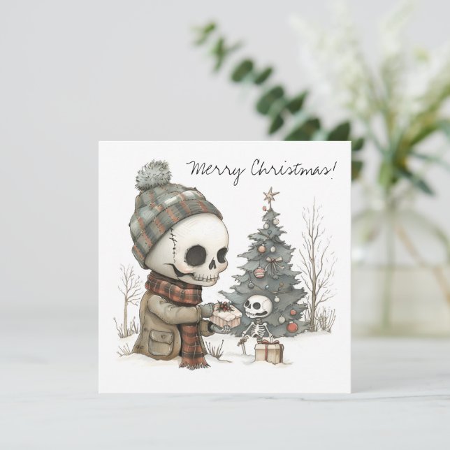Cute Christmas Skeleton with Christmas Tree (Standing Front)