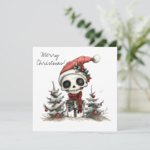 Cute Christmas Skeleton with Christmas Trees