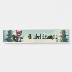 Cute Christmas Skunk Cartoon Door Sign
