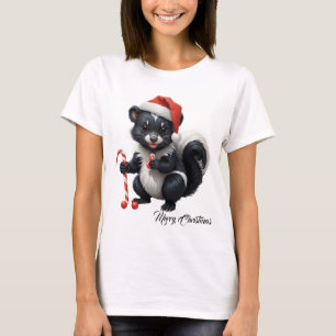 Cute Christmas Skunk Cartoon T-Shirt