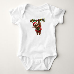 Cute Christmas Sloth Baby Jersey Bodysuit