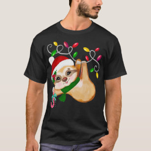 Cute Christmas Sloth Candy Cane T-Shirt