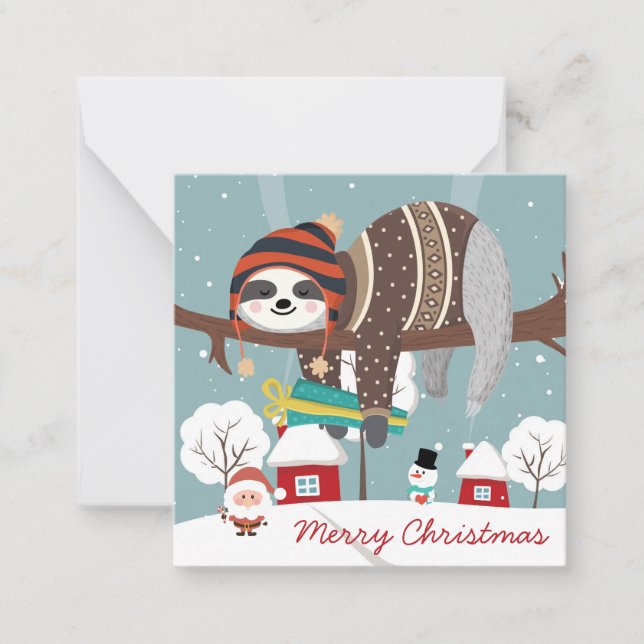 Cute Christmas Sloth Card (Front)