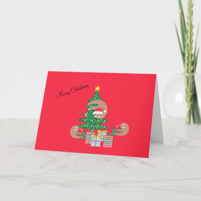 Cute Christmas Sloth Holiday Card (Front)