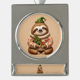Cute Christmas Sloth Holiday Ornament