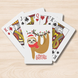 Cute Christmas Sloth Merry Christmas Playing Cards