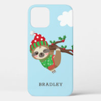 Cute Christmas Sloth Modern Personalised Name
