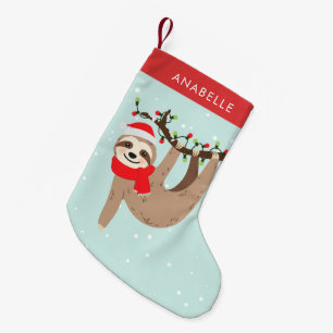 Cute Christmas Sloth Personalised Small Christmas Stocking
