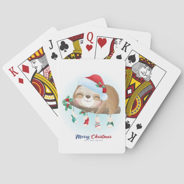 Cute Christmas Sloth  Playing Cards (Back)