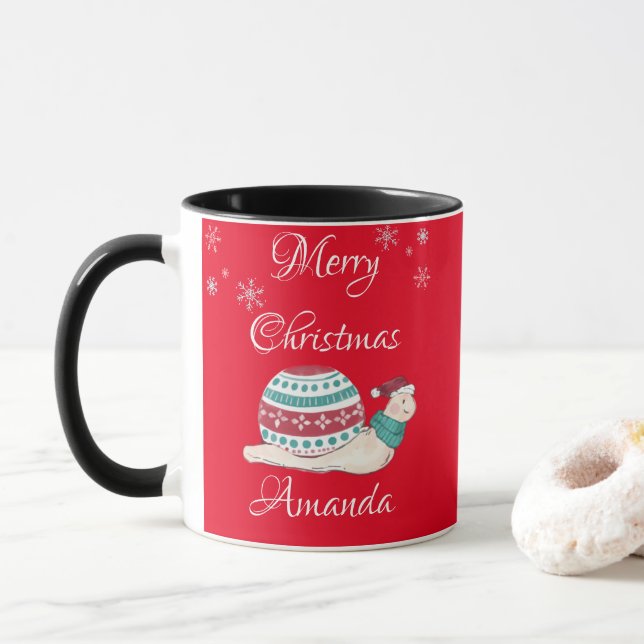 Cute christmas snail mug (With Donut)