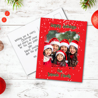 Cute Christmas Snow Family Photo Postcard