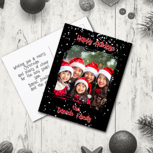 Cute Christmas Snow Family Photo Postcard