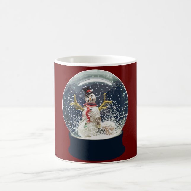 Cute Christmas Snow Globe Happy Winter Snowman Coffee Mug (Center)