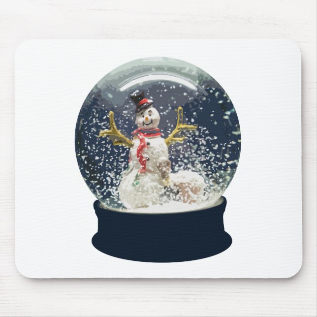 Cute Christmas Snow Globe Happy Winter Snowman Mouse Pad (Front)