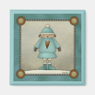 Cute Christmas Snow Kid Magnet