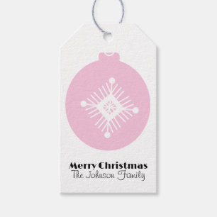 Cute Christmas Snowflake Pink Ornament Family Gift Tags