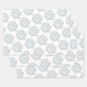 Cute Christmas Snowflakes, Winter Snow Blizzard Wrapping Paper Sheet