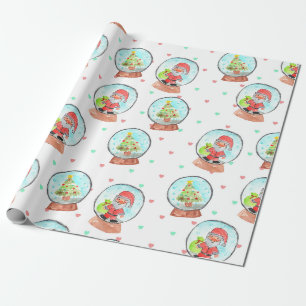 Cute Christmas snowglobe holiday wrapping paper