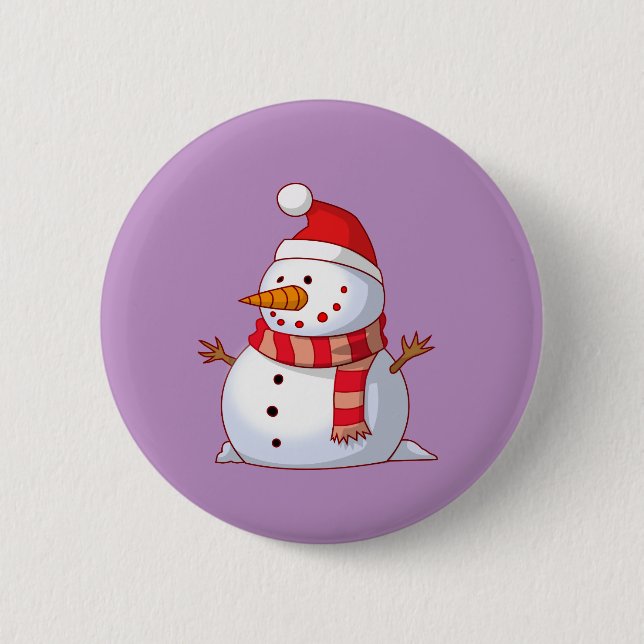 Cute Christmas Snowman 6 Cm Round Badge (Front)