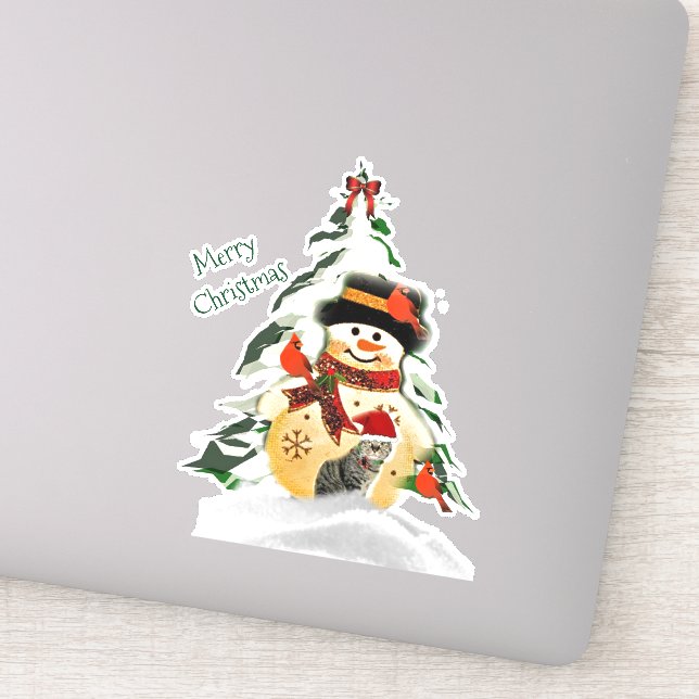 Cute Christmas Snowman and Animal Friends  (Detail)