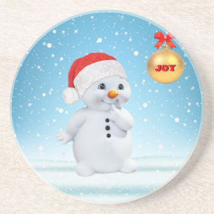 Cute Christmas Snowman and snowflakes Coaster