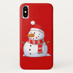 Cute Christmas Snowman iPhone X Case<br><div class="desc">A cute Christmas snowman who is kind of chubby and jolly wearing  a striped scarf and a red christmas hat. Festive and fun.</div>