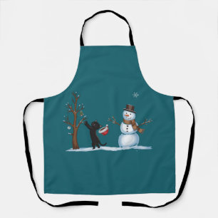 Cute Christmas Snowman Cats Lover Xmas Winter Apron