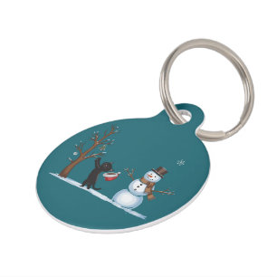 Cute Christmas Snowman Cats Lover Xmas Winter Pet Tag