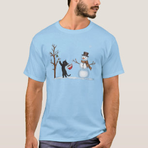 Cute Christmas Snowman Cats Lover Xmas Winter T-Shirt