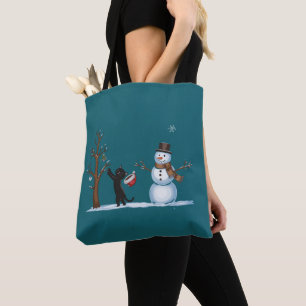 Cute Christmas Snowman Cats Lover Xmas Winter Tote Bag