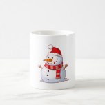 Cute Christmas Snowman Coffee Mug<br><div class="desc">A cute Christmas snowman who is kind of chubby and jolly wearing  a striped scarf and a red christmas hat with an orange carrot nose. Festive and fun.</div>