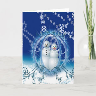 Cute Christmas Snowman Couple Winter Bride Groom Holiday Card