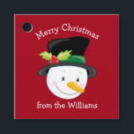 Cute Christmas Snowman Custom Red Kids Party Favour Tags<br><div class="desc">A cute snowman Christmas gift tag with your name and holiday message. Put these adorable personalised red party favour tags on all of your kids holiday presents. Customise with the to or from for your children.</div>