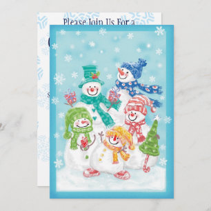 Cute Christmas Snowman Family in the Snow Invitation